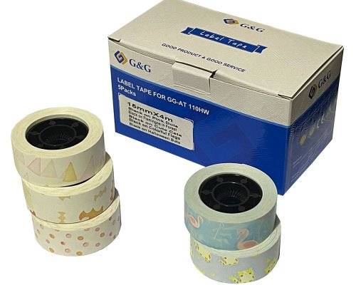 G&G 19684 G&G Etikettenrolle 5er Set mit verschiedenen Muster 15x15mm