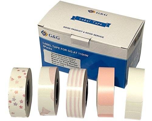 G&G 19682 G&G Etikettenrolle 5er Set mit verschiedenen Muster 15x50mm