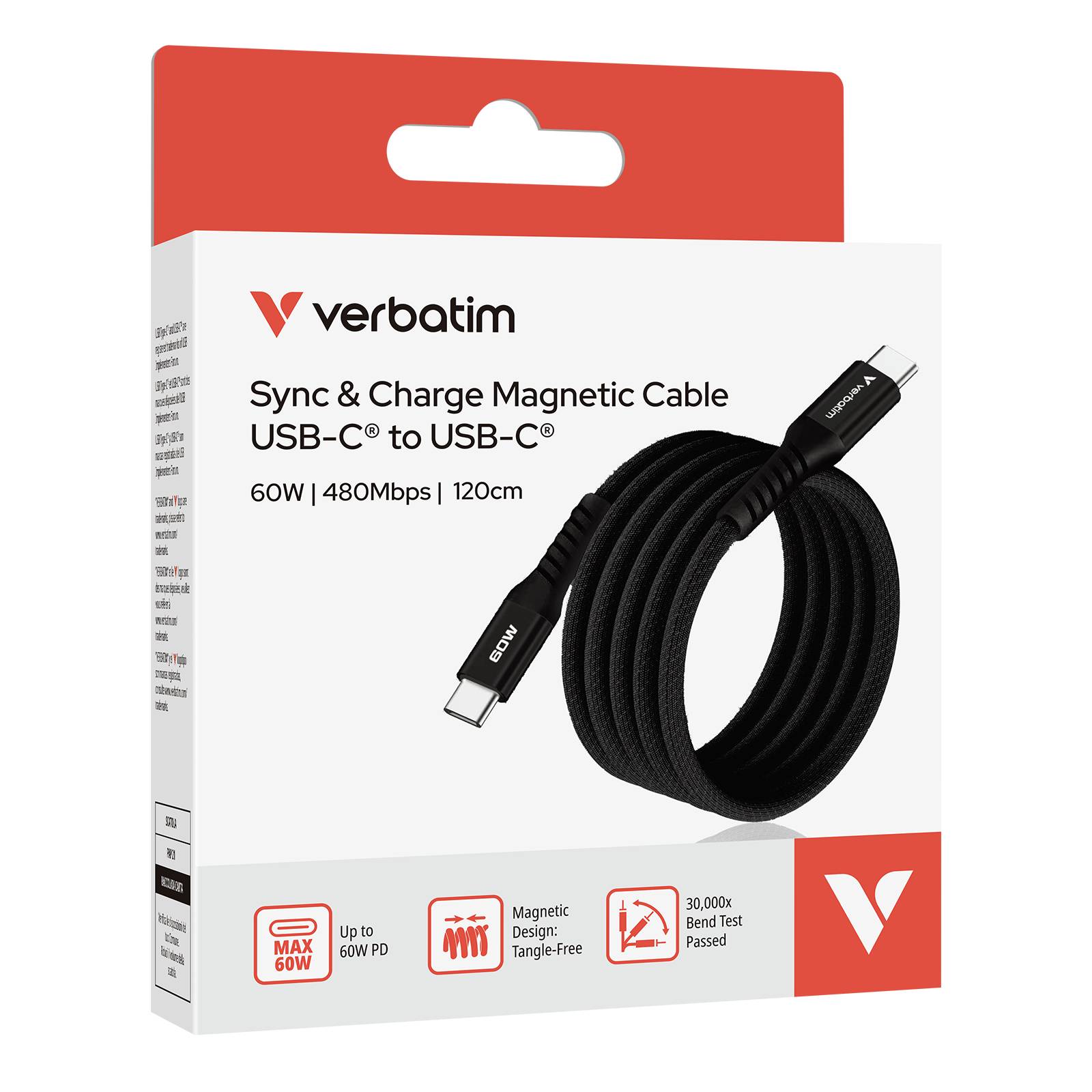 Verbatim 31859 Verbatim Sync & Charge USB-C to USB-C 60W Magn. 120cm Black
