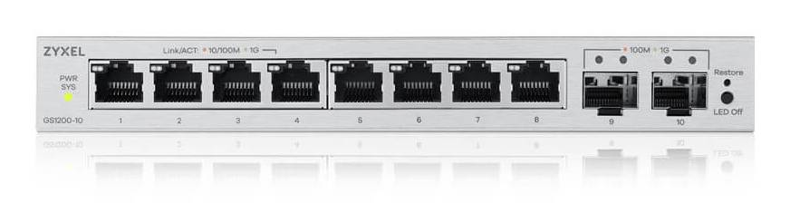 Zyxel GS1200-10V3-EU0101F Zyxel GS1200-10V3 8-Port Gigabit, 2xSFP web/smart managed
