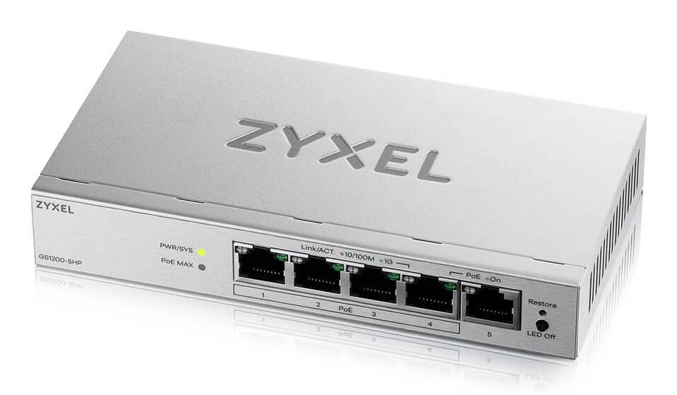 Zyxel GS1200-5HPV3-EU0101F Zyxel GS1200-5HPV3 5-Port Gigabit PoE+ web/smart managed