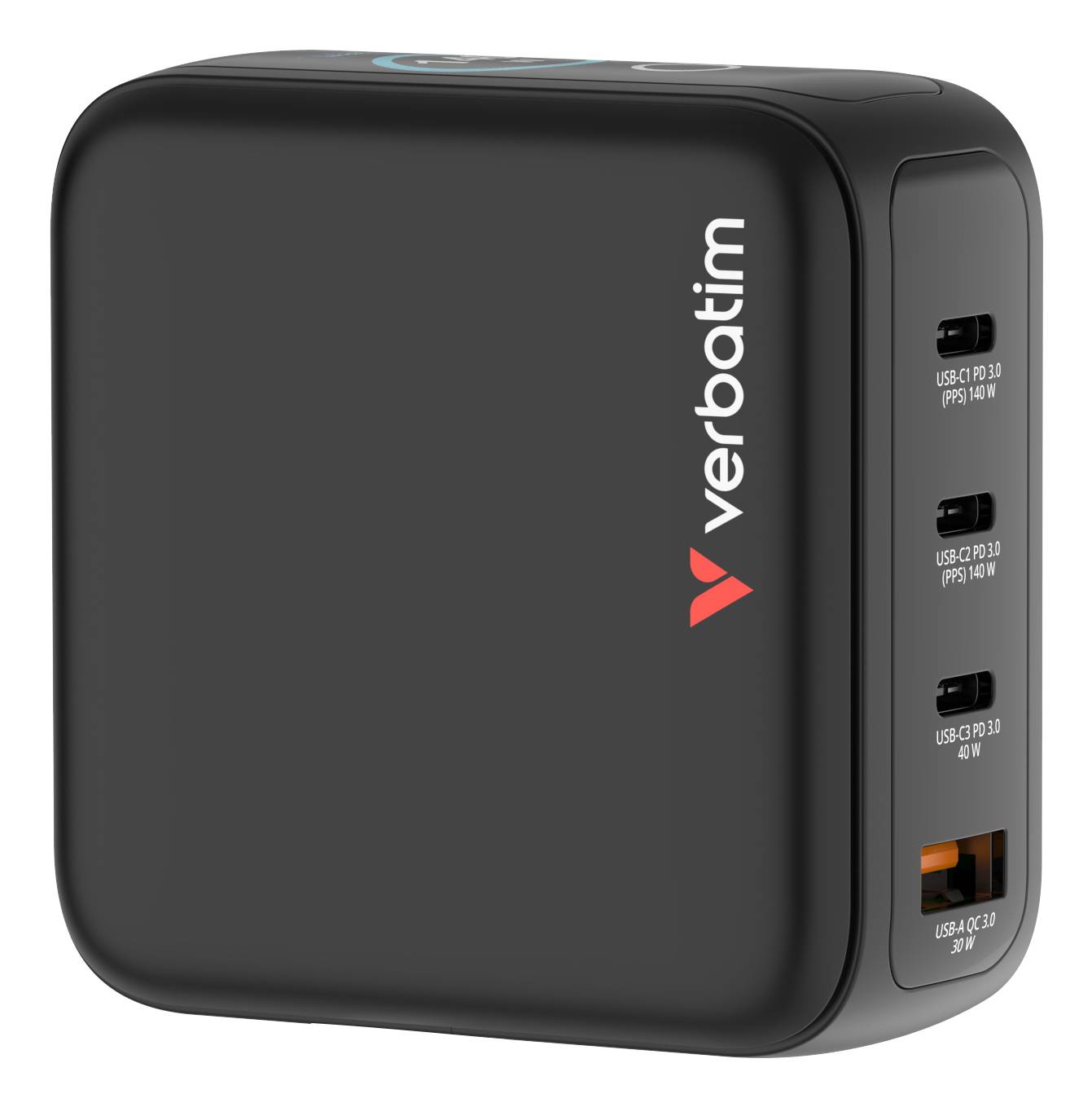 Verbatim 30240 Verbatim Mini GaN Charger 4 Port 140W w Display (EU/UK/US)