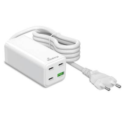 MediaRange MRMA124 MediaRange Ladegerät 100W 4-Port 1x USB-A/3x USB-C GaN, weiß