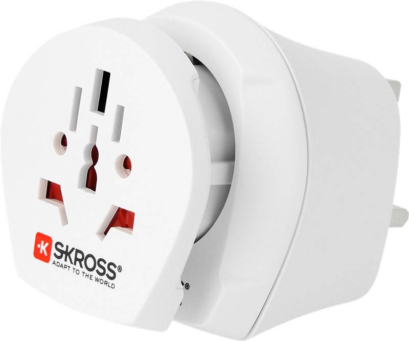 SKROSS 39768 Country Combo Welt auf UK, UK-3-Pin-Stecker (Typ G), Weiß - geeignet für alle geerdeten und ungeerdeten Geräte (2- und 3-polig)