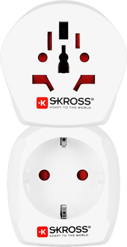 SKROSS 39768 Country Combo Welt auf UK, UK-3-Pin-Stecker (Typ G), Weiß - geeignet für alle geerdeten und ungeerdeten Geräte (2- und 3-polig)