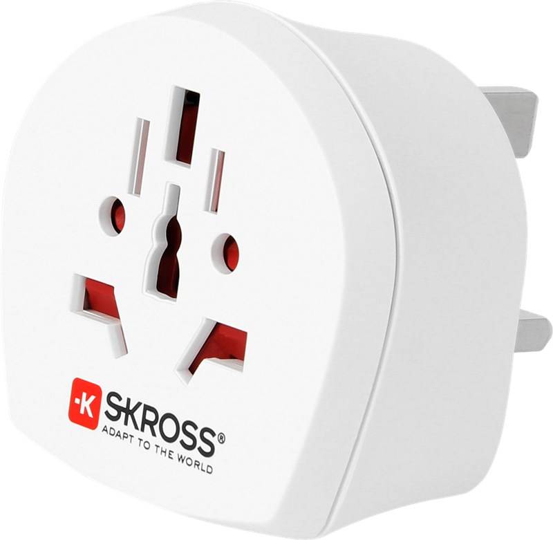 SKROSS 39771 Country Adapter World to UK, Weiß - geeignet für alle geerdeten und ungeerdeten Geräte (2- und 3-pol.)