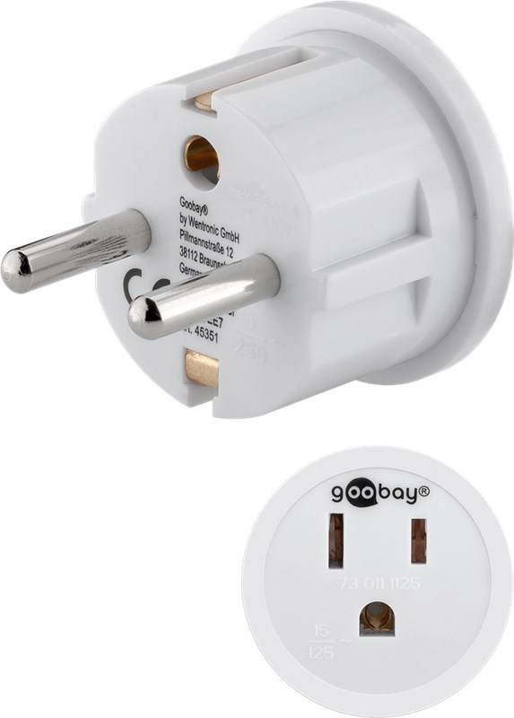 10x Goobay 45351 Reiseadapter USA/Japan auf Europa, weiß - für Geräte aus USA/Japan (Typ B) an Steckdosen in Europa (Typ E/F)