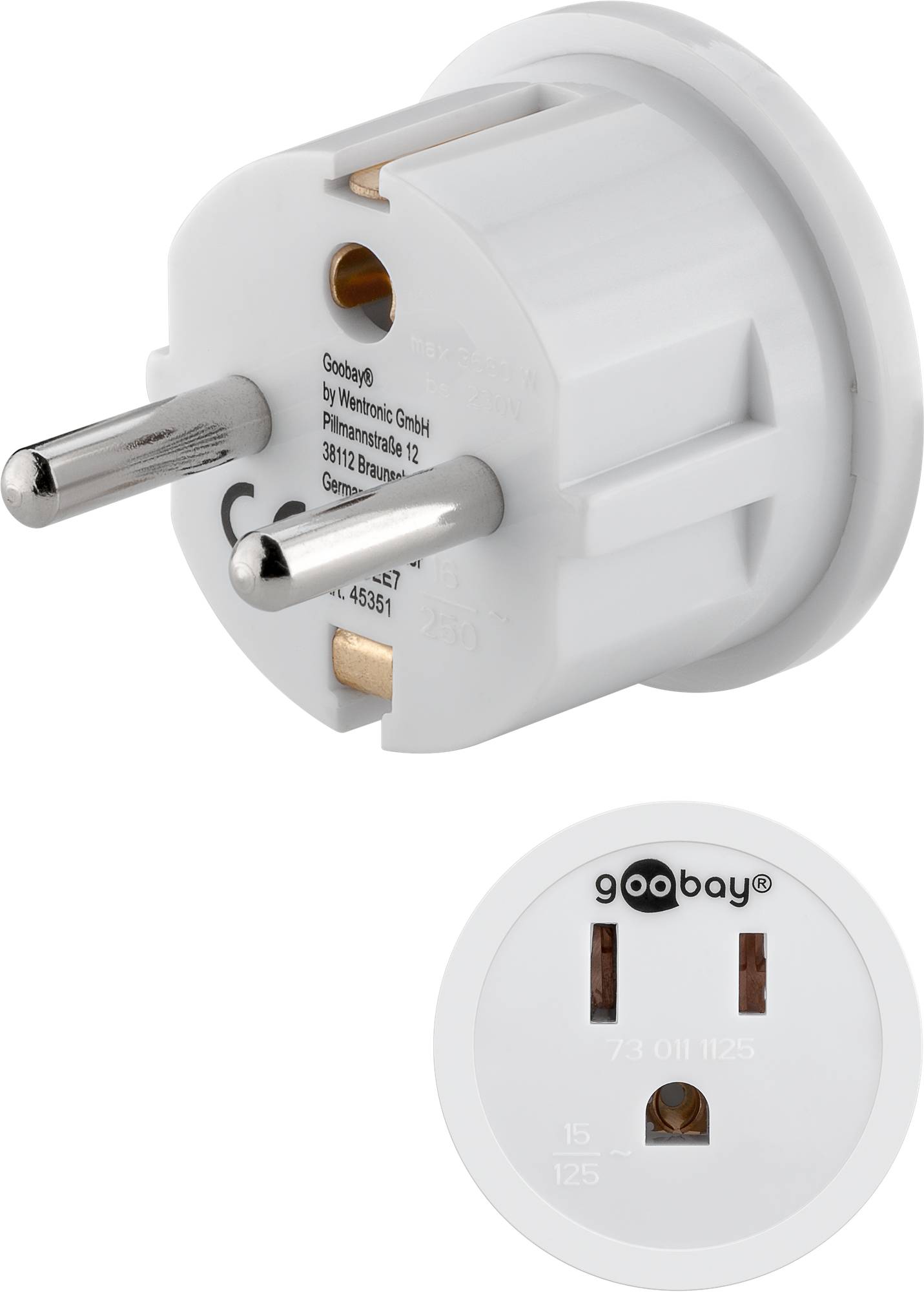 10x Goobay 45351 Reiseadapter USA/Japan auf Europa, weiß - für Geräte aus USA/Japan (Typ B) an Steckdosen in Europa (Typ E/F)