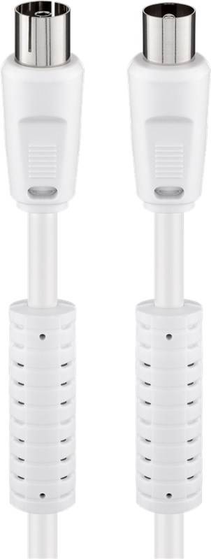 Goobay 27467 Antennenkabel mit Ferrit (80 dB), doppelt geschirmt, 1.5 m, Weiß - Koax-Stecker > Koax-Buchse (vollständig geschirmt)