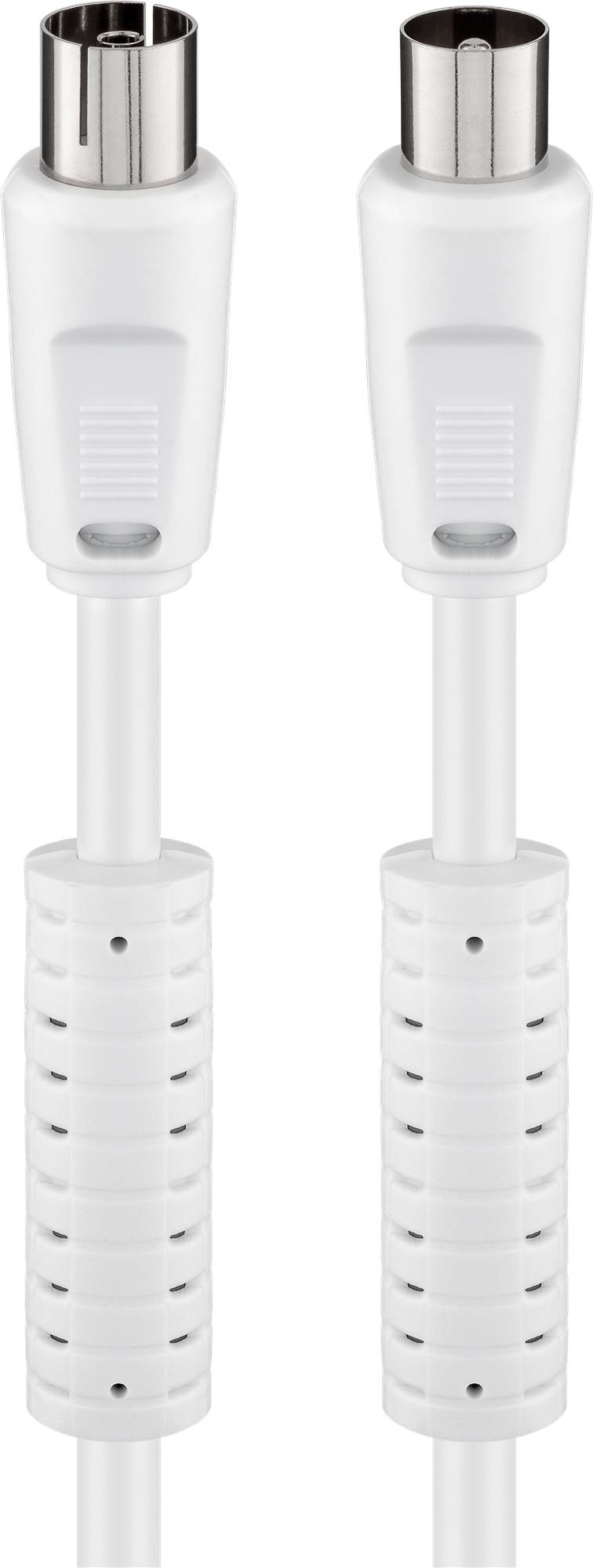 Goobay 27467 Antennenkabel mit Ferrit (80 dB), doppelt geschirmt, 1.5 m, Weiß - Koax-Stecker > Koax-Buchse (vollständig geschirmt)