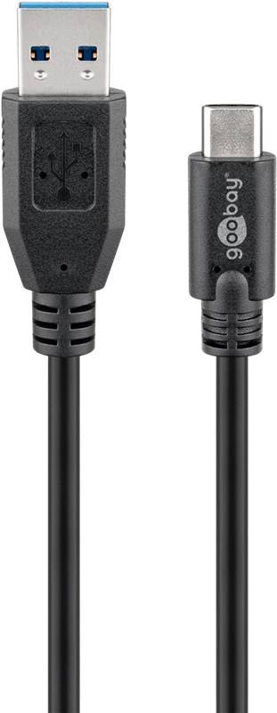 Goobay 44712 USB-C™-auf-USB-A-Kabel, 1 m, schwarz, 1 m - 15 W, 3 A, 5 Gbit/s, USB 3.0