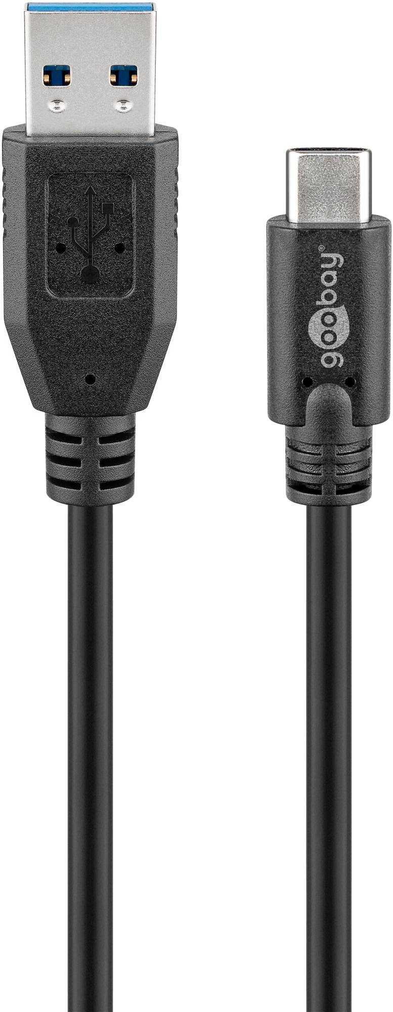Goobay 44712 USB-C™-auf-USB-A-Kabel, 1 m, schwarz, 1 m - 15 W, 3 A, 5 Gbit/s, USB 3.0