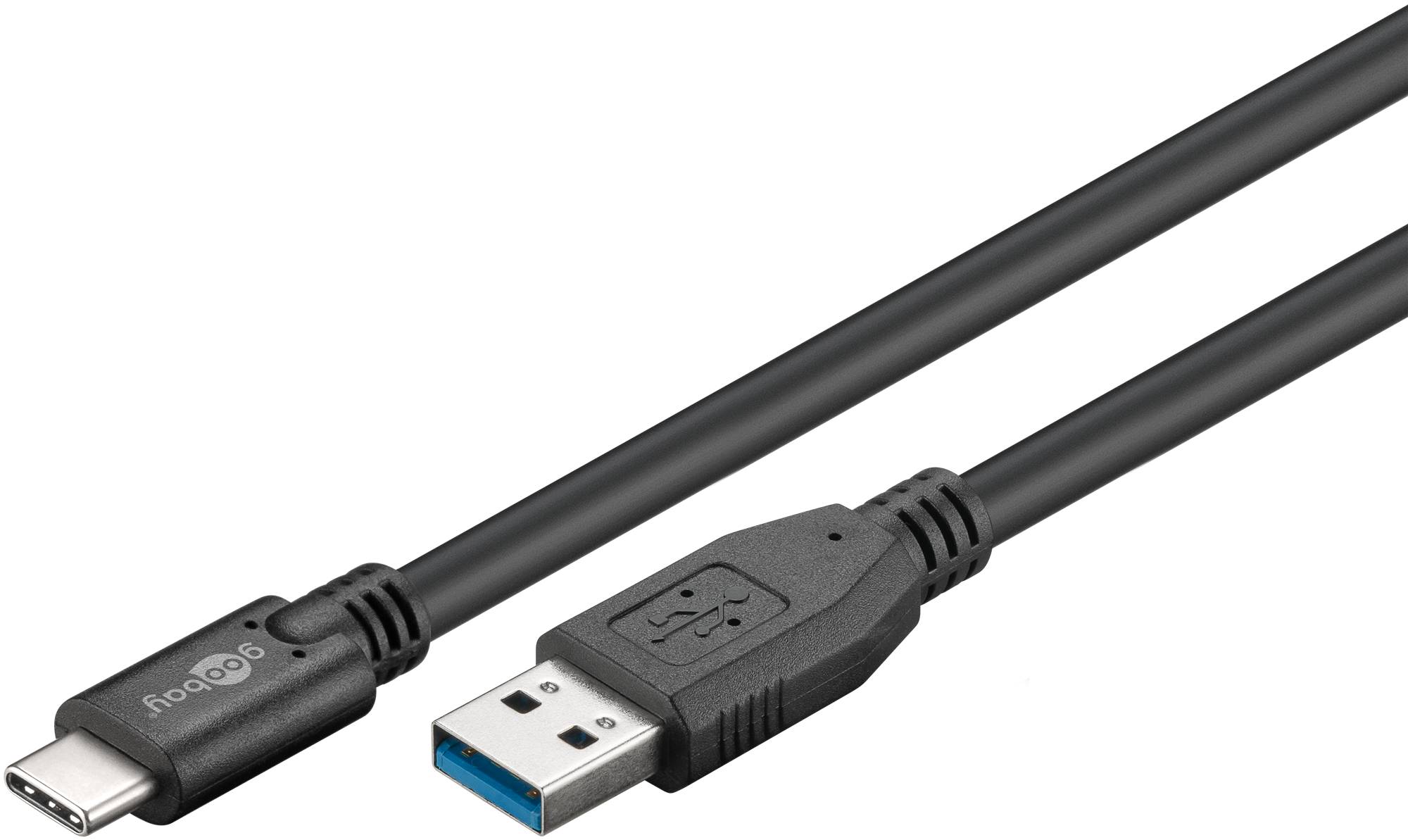 Goobay 44712 USB-C™-auf-USB-A-Kabel, 1 m, schwarz, 1 m - 15 W, 3 A, 5 Gbit/s, USB 3.0