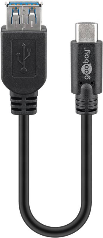 Goobay 56731 USB-C™-auf-USB-A-Kabel, OTG, 0,2 m, schwarz, 0.2 m - 15 W, 3 A, 5 Gbit/s, USB 3.0, USB-C™-Stecker > USB-A-Buchse