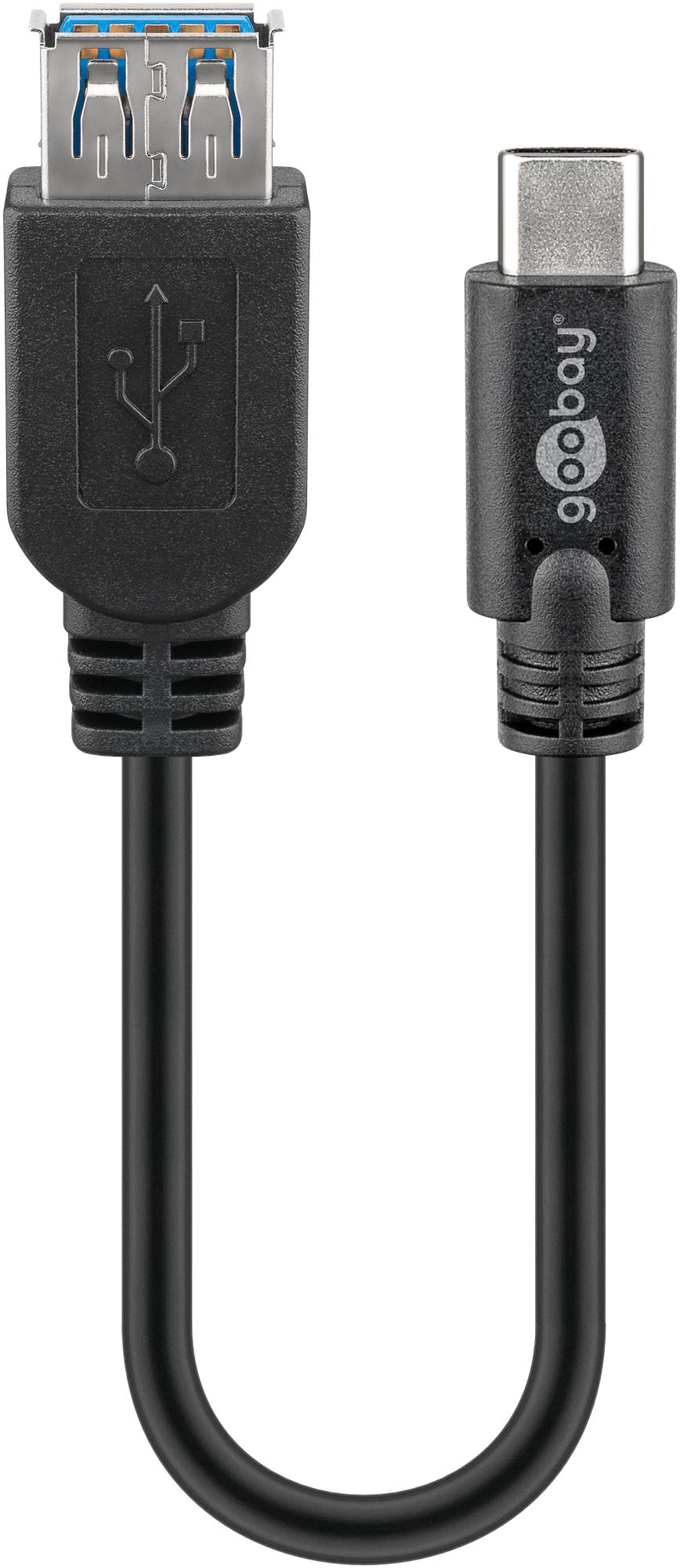 Goobay 56731 USB-C™-auf-USB-A-Kabel, OTG, 0,2 m, schwarz, 0.2 m - 15 W, 3 A, 5 Gbit/s, USB 3.0, USB-C™-Stecker > USB-A-Buchse