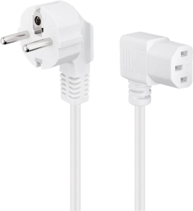 15x Goobay 93120 beidseitig abgewinkeltes Kaltgeräte-Anschlusskabel, 5 m, Weiß, (3*1 mm²), 5 m - Schutzkontaktstecker Hybrid (Typ E/F, CEE 7/7) 90