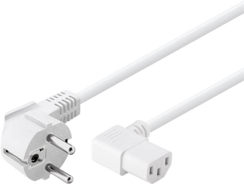 15x Goobay 93120 beidseitig abgewinkeltes Kaltgeräte-Anschlusskabel, 5 m, Weiß, (3*1 mm²), 5 m - Schutzkontaktstecker Hybrid (Typ E/F, CEE 7/7) 90