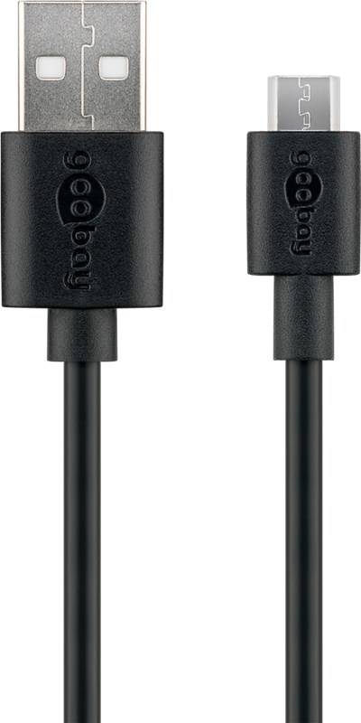 80x Goobay 38660 Essential Cable Micro-USB Lade- und Synchronisationskabel, 2 m, Schwarz - 10 W, 2 A, für Android-Geräte, schwarz