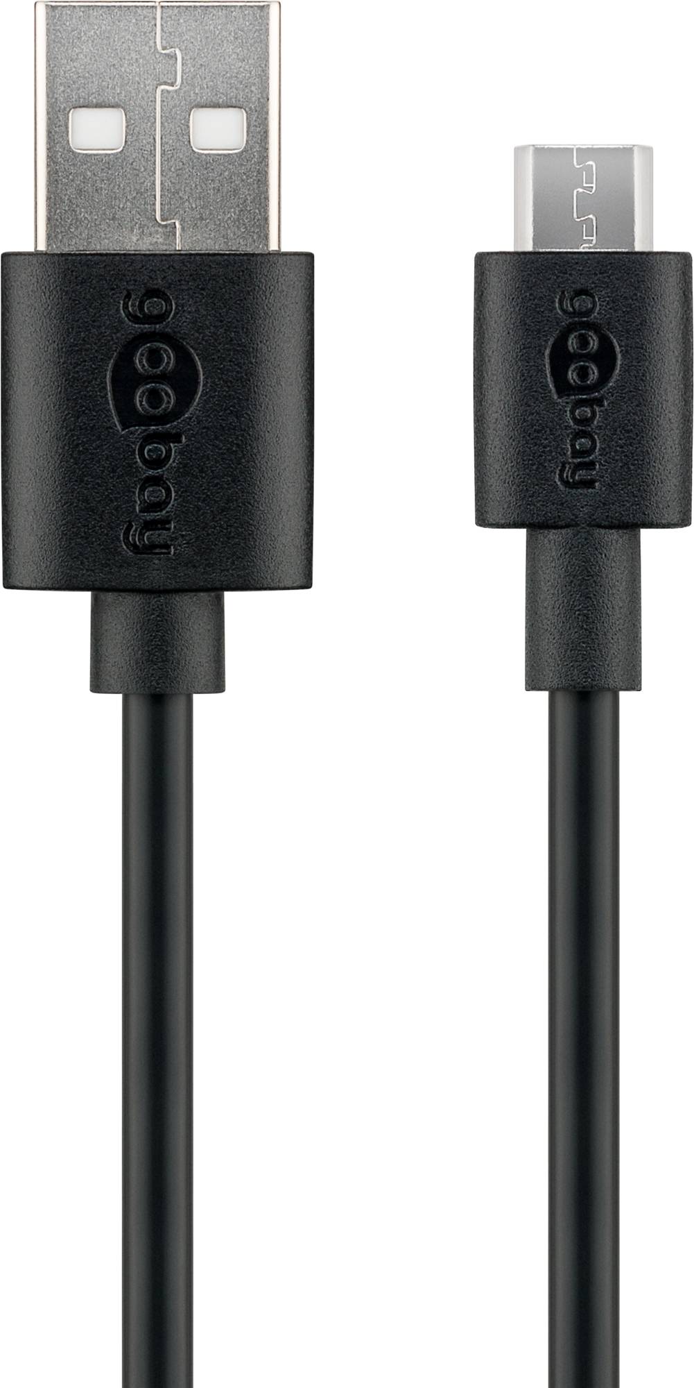 80x Goobay 38660 Essential Cable Micro-USB Lade- und Synchronisationskabel, 2 m, Schwarz - 10 W, 2 A, für Android-Geräte, schwarz