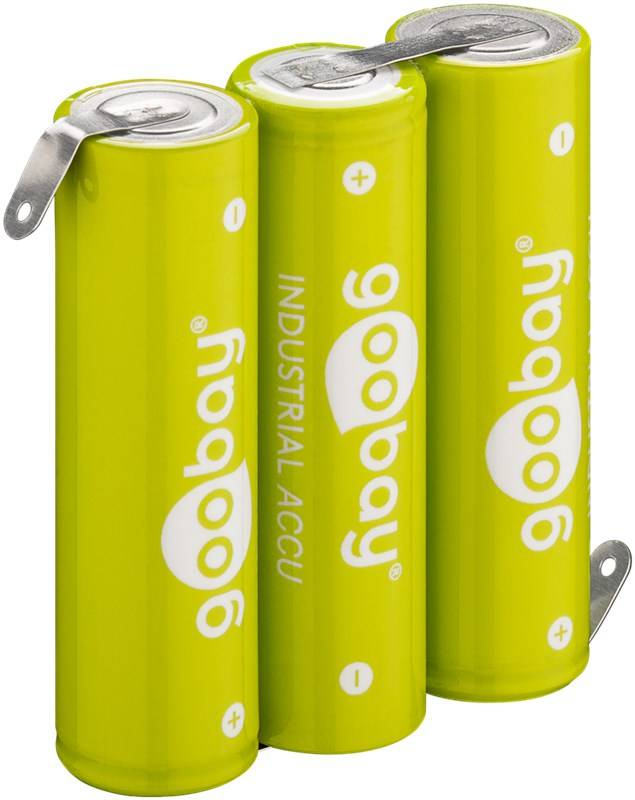 15x Goobay 55652 3x AA (Mignon) Akku - 2100 mAh, Grün - Lötfahne (Z), LSD-NiMH Akku (Ready-to-Use), 3,6 V
