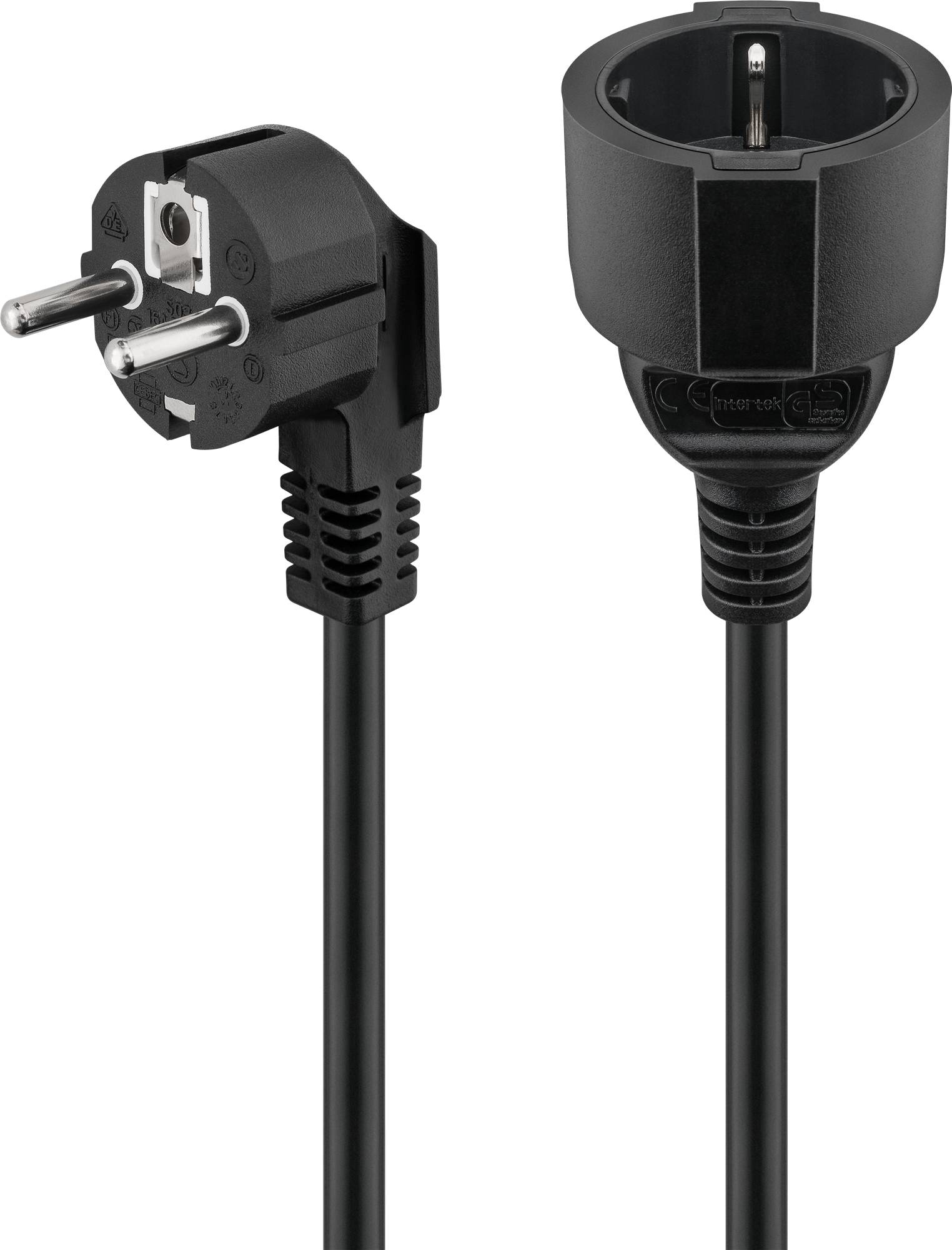 10x Goobay 94700 Verlängerungskabel Schutzkontakt, 2 m, Schwarz, (3*1,5 mm²), 2 m - Schutzkontaktstecker Hybrid (Typ E/F, CEE 7/7) 90° > Schutzkont