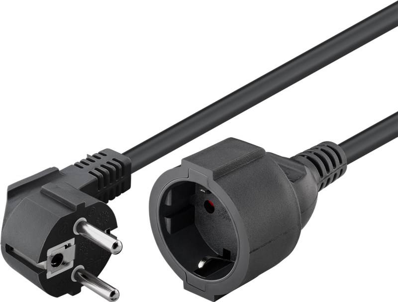 10x Goobay 94700 Verlängerungskabel Schutzkontakt, 2 m, Schwarz, (3*1,5 mm²), 2 m - Schutzkontaktstecker Hybrid (Typ E/F, CEE 7/7) 90° > Schutzkont