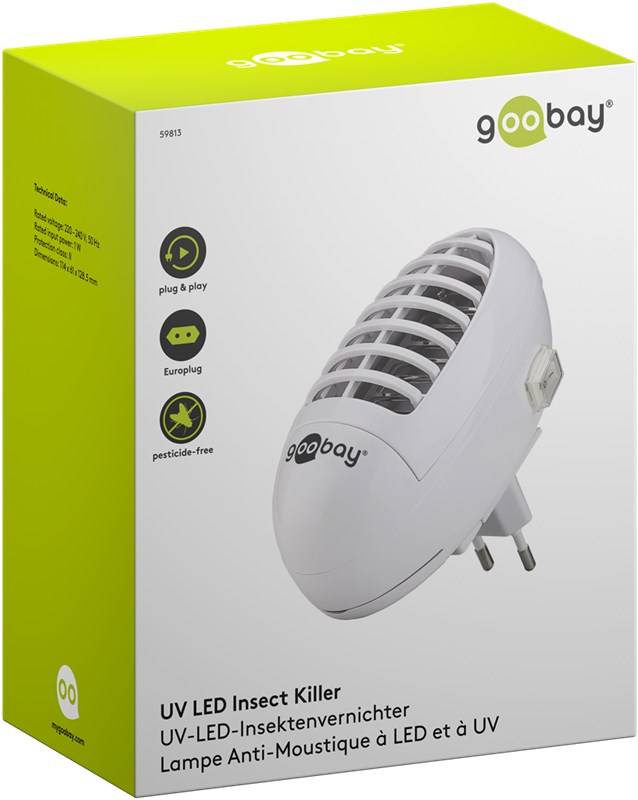 Goobay 59813 UV-LED-Insektenvernichter, Weiß - elektrische UV-LED-Insektenfalle für den Innenbereich