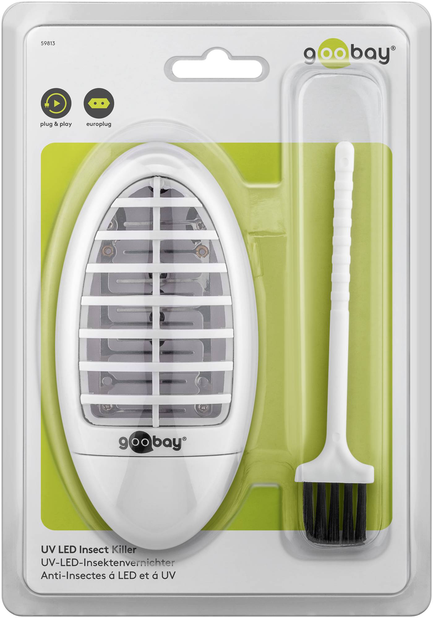 Goobay 59813 UV-LED-Insektenvernichter, Weiß - elektrische UV-LED-Insektenfalle für den Innenbereich