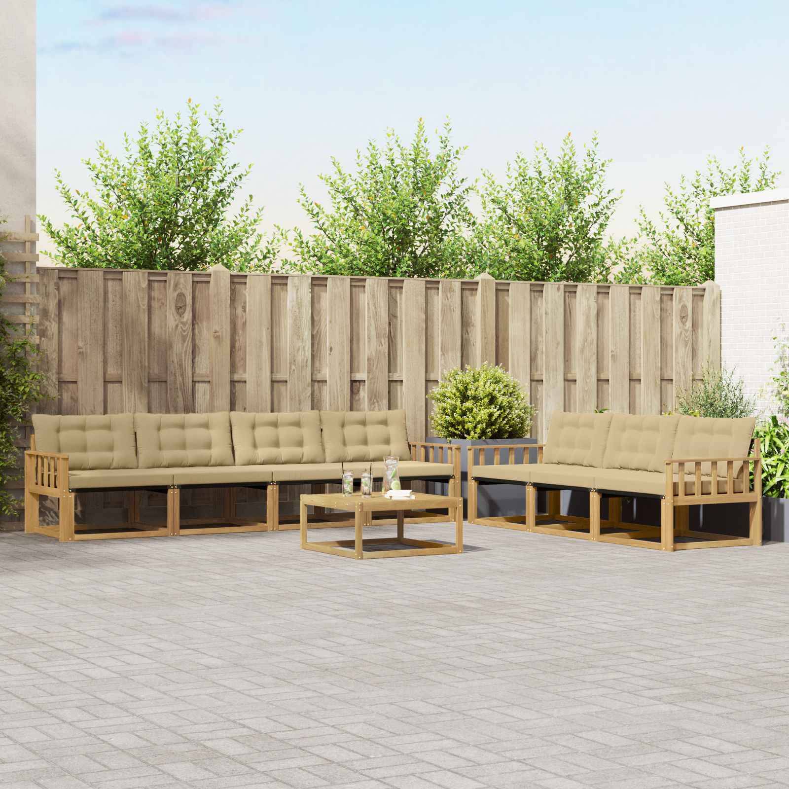 vidaXL Outdoor-Sofagarnitur 8 pcs Weiß und Beige
