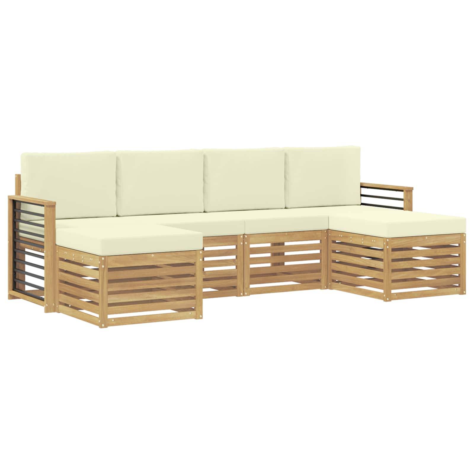 vidaXL Outdoor-Sofagarnitur 6 pcs Weiß und Creme 249 x 122,5 x 73 cm