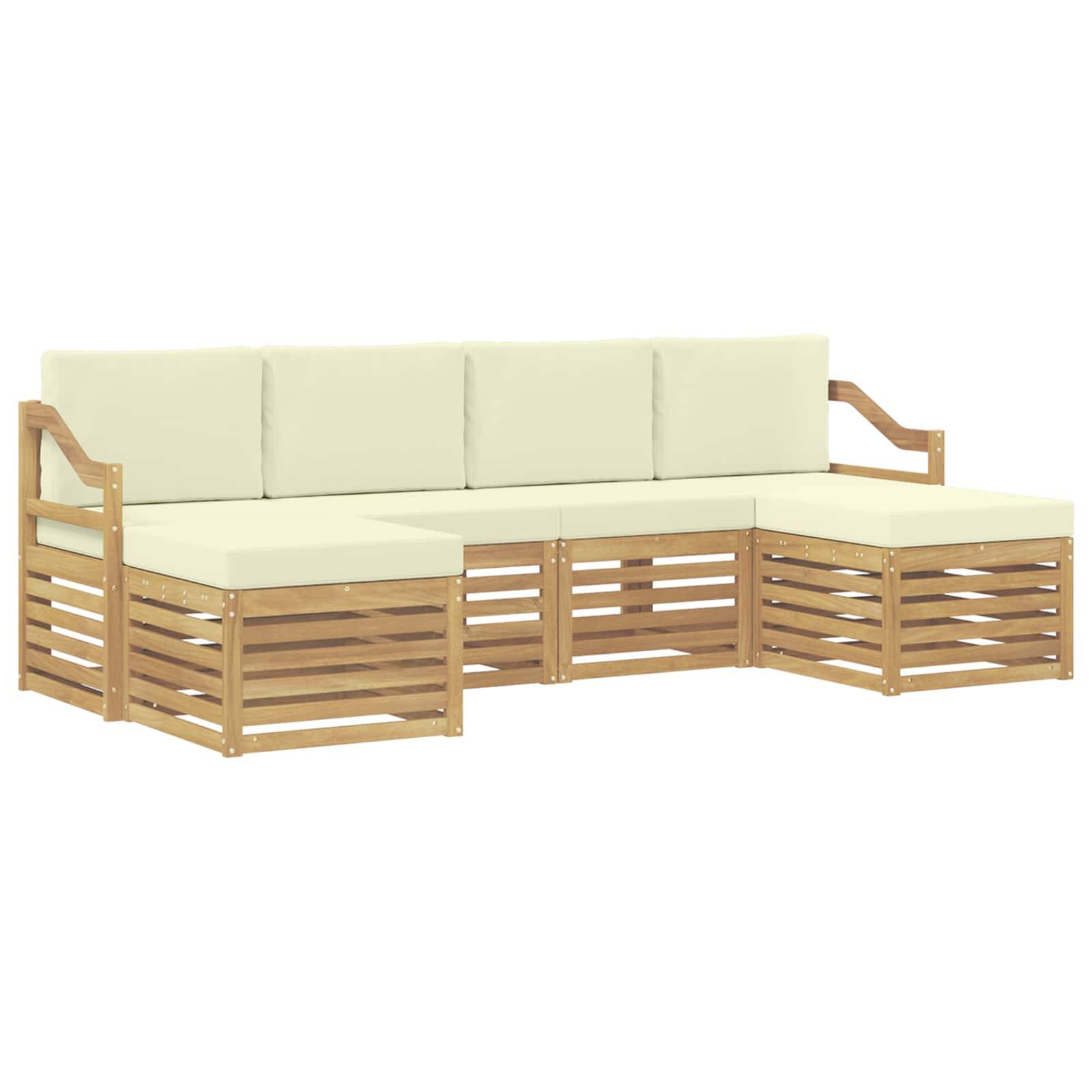 vidaXL Outdoor-Sofagarnitur 6 pcs Weiß und Creme 245 x 122,5 x 73 cm