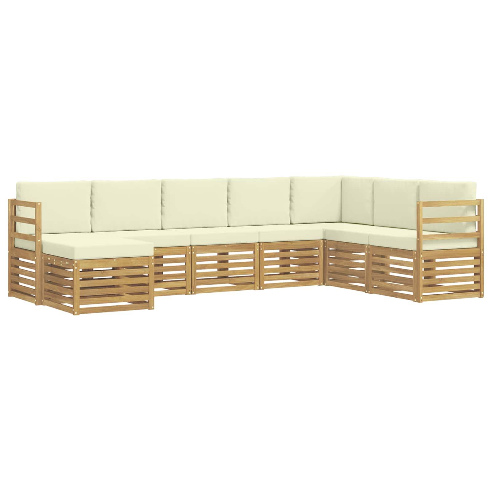 vidaXL Outdoor-Sofagarnitur 8 pcs Weiß und Creme 304 x 185,5 x 73 cm