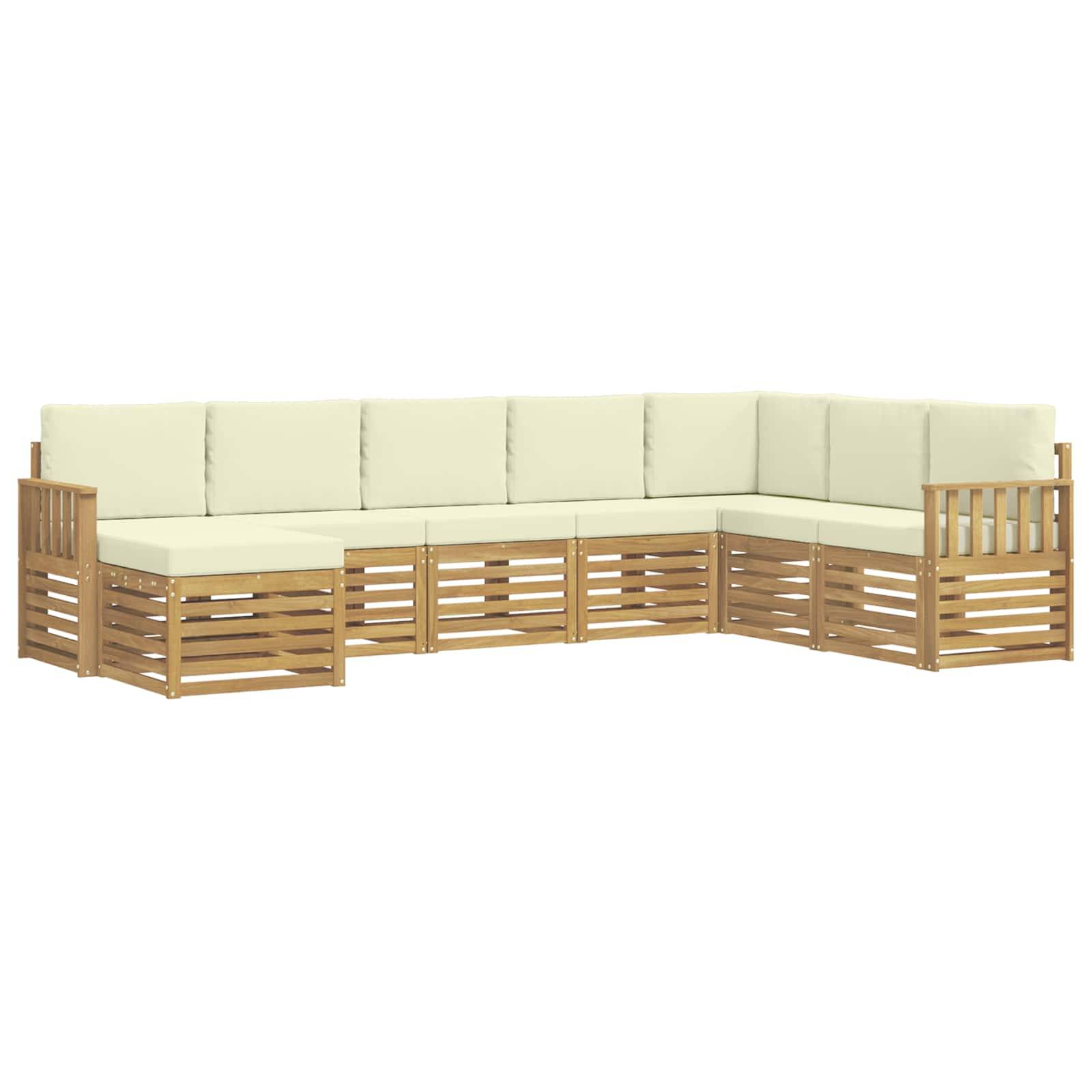 vidaXL Outdoor-Sofagarnitur 8 pcs Weiß und Creme 306 x 187,5 x 73 cm