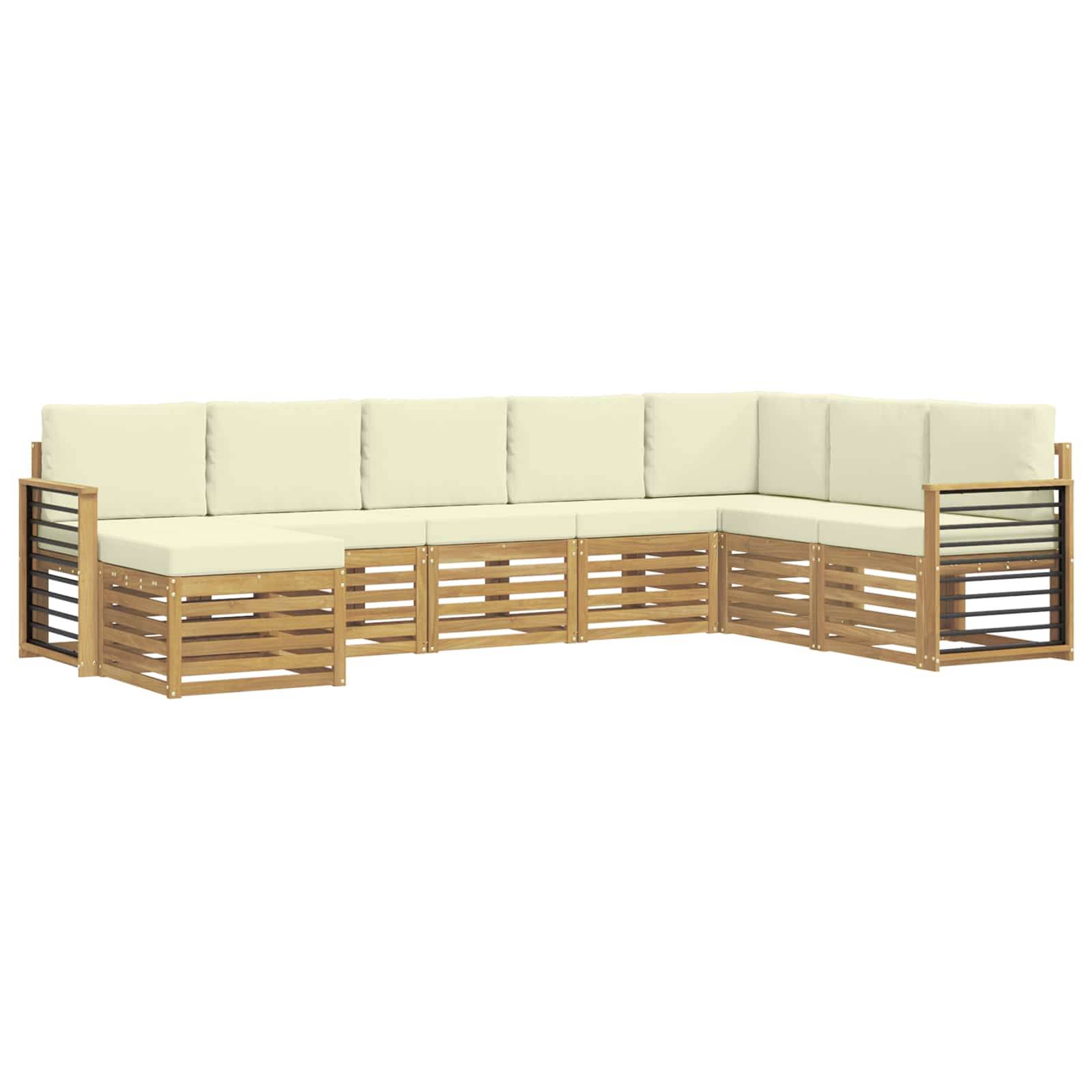 vidaXL Outdoor-Sofagarnitur 8 pcs Weiß und Creme 306 x 187,5 x 73 cm
