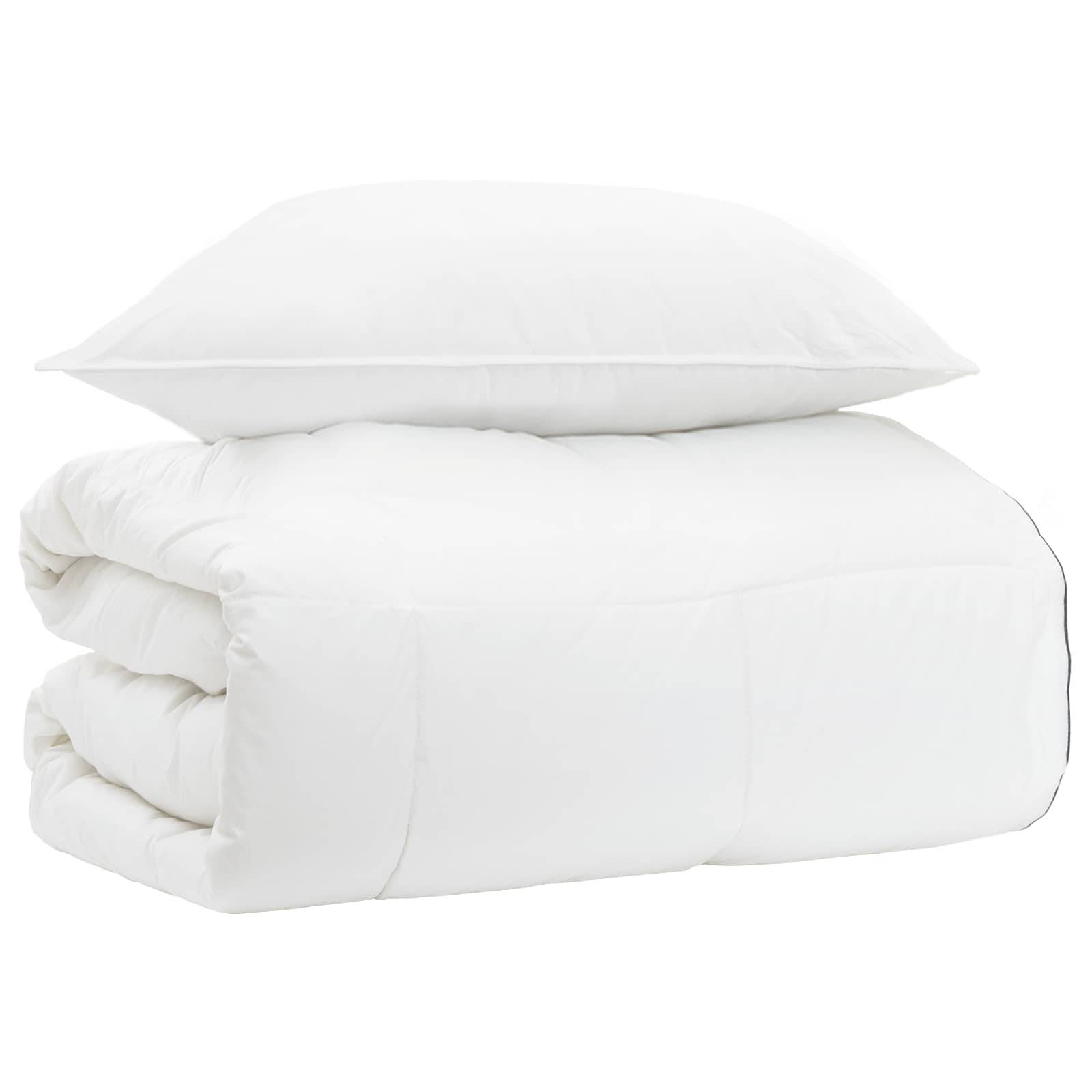 vidaXL Bettwäsche-Set Weiß 155 x 200 cm Baumwolle, Bambus, Polyester