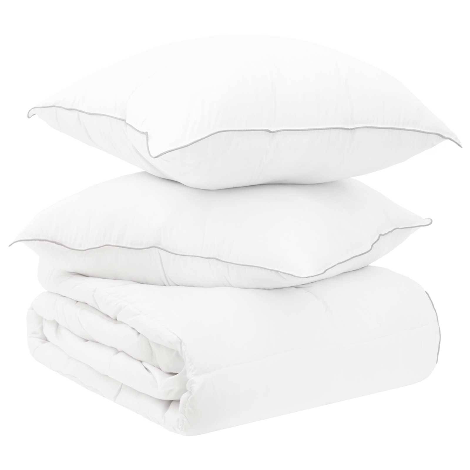 vidaXL Duvet- und Kopfkissen-Set 3 stk. 140 x 220 cm Winter Weiß