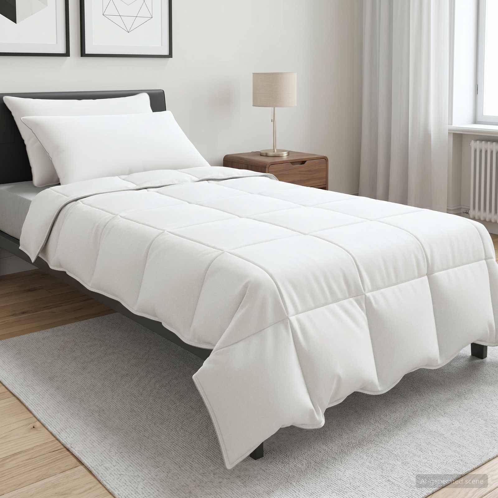 vidaXL Bettwäsche-Set mit Kissen Weiß 155 x 220 cm Polyester, Bambus