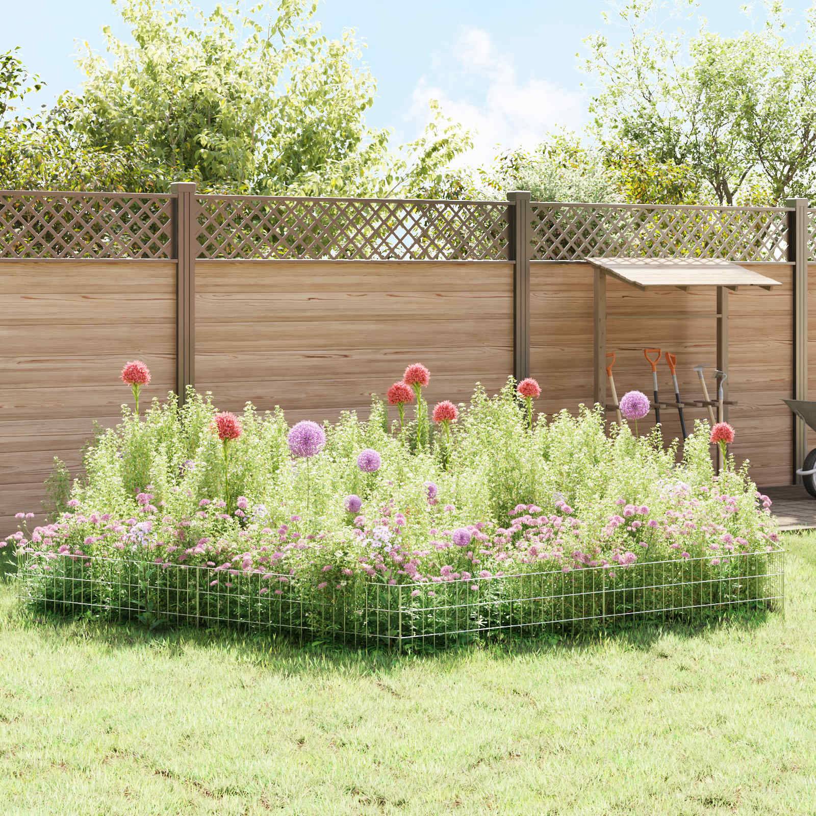 vidaXL Gartenzaun mit Pfählen 24 pcs 95 x 30 cm Mesh Verzinkter Stahl