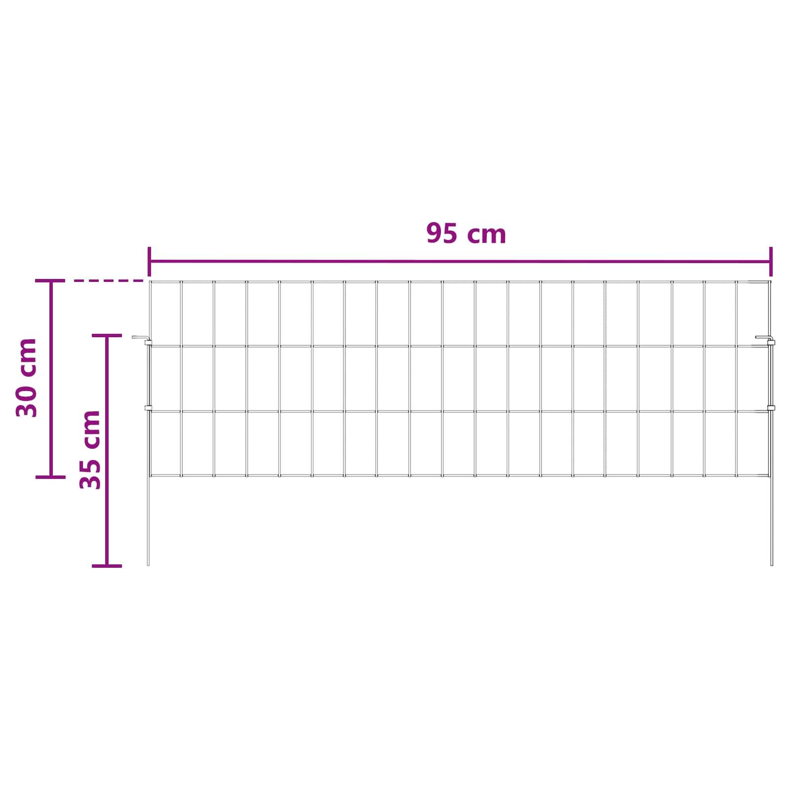 vidaXL Gartenzaun mit Pfählen 24 pcs 95 x 30 cm Mesh Verzinkter Stahl