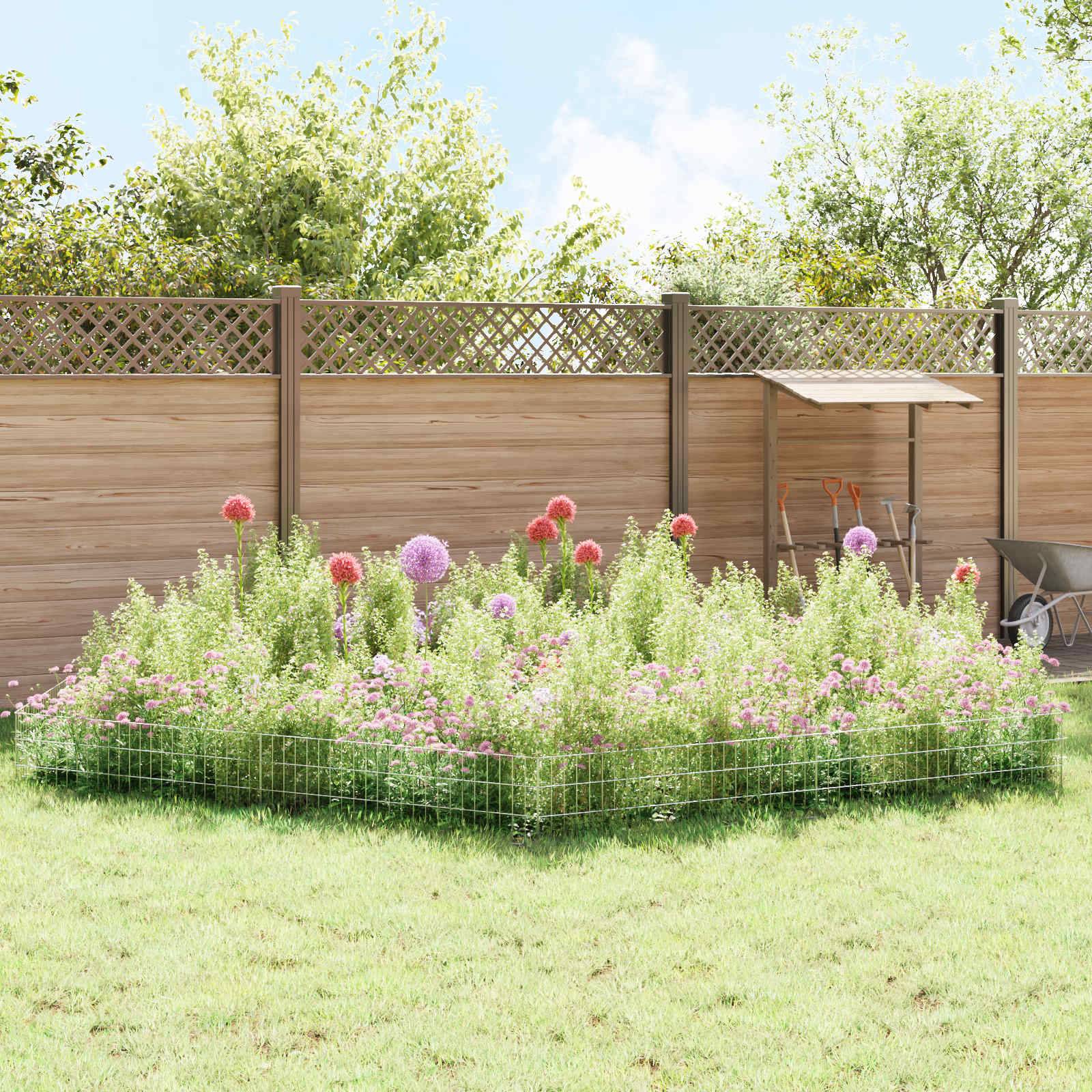 vidaXL Gartenzaun mit Pfählen 12 pcs 115 x 30 cm Mesh Verzinkter Stahl