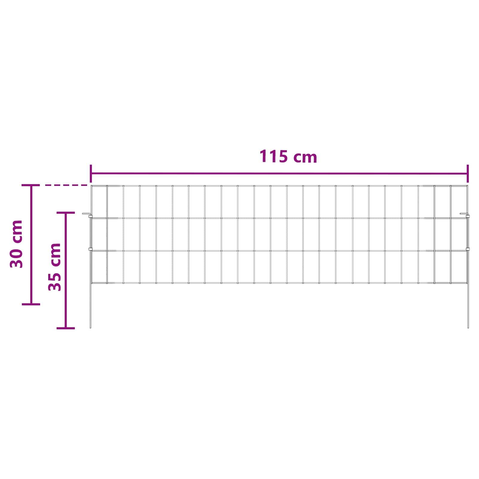 vidaXL Gartenzaun mit Pfählen 12 pcs 115 x 30 cm Mesh Verzinkter Stahl