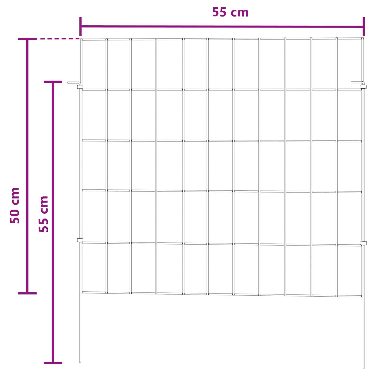 vidaXL Gartenzaun mit Pfählen 48 pcs 55 x 50 cm Mesh Verzinkter Stahl