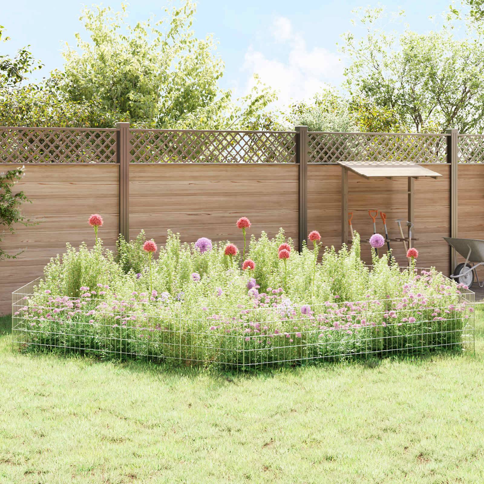 vidaXL Gartenzaun mit Pfählen 48 pcs 55 x 50 cm Mesh Verzinkter Stahl