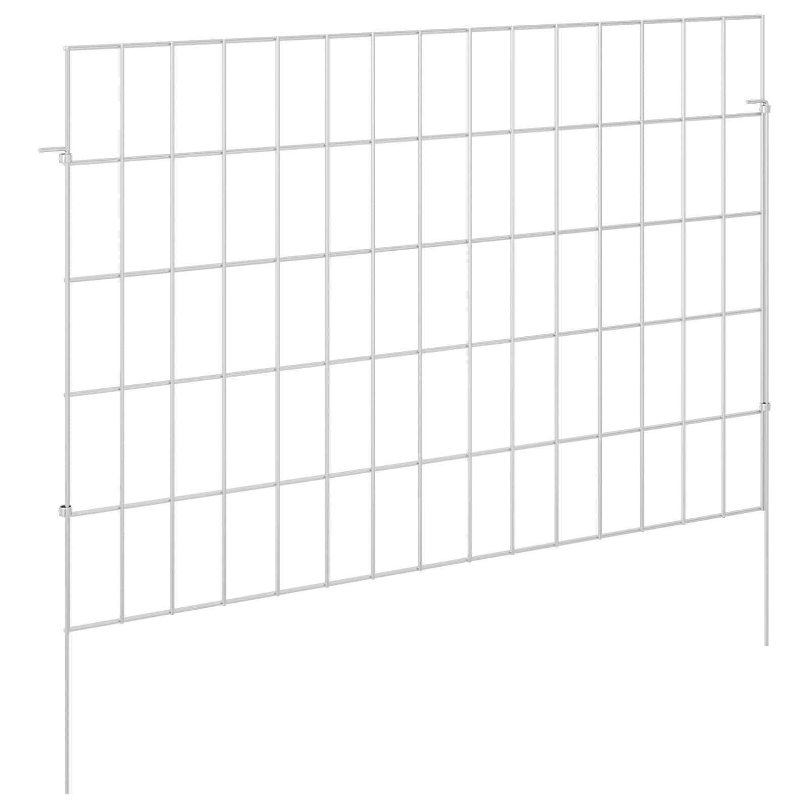vidaXL Gartenzaun mit Pfählen 24 pcs 75 x 50 cm Mesh Verzinkter Stahl
