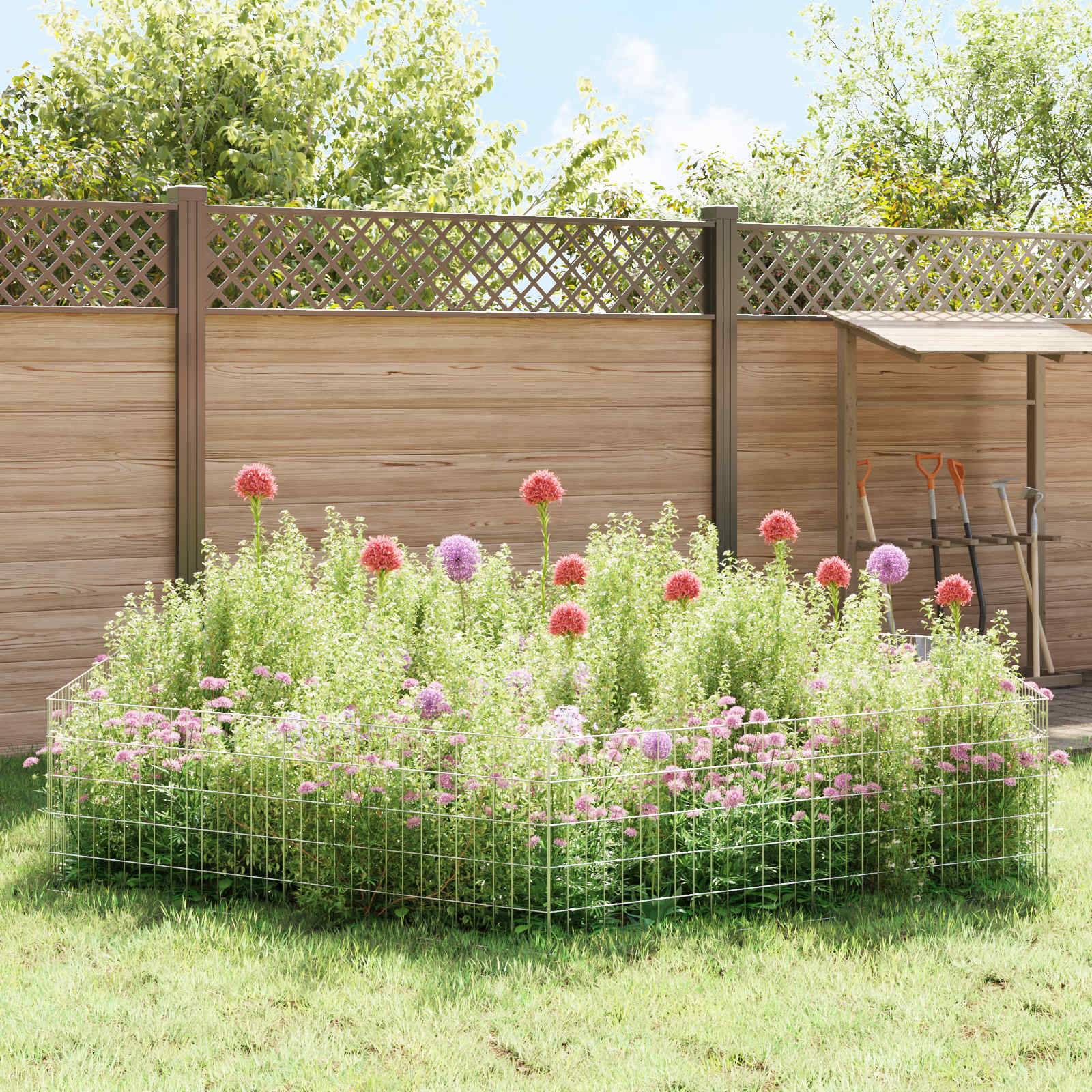 vidaXL Gartenzaun mit Pfählen 24 pcs 75 x 50 cm Mesh Verzinkter Stahl