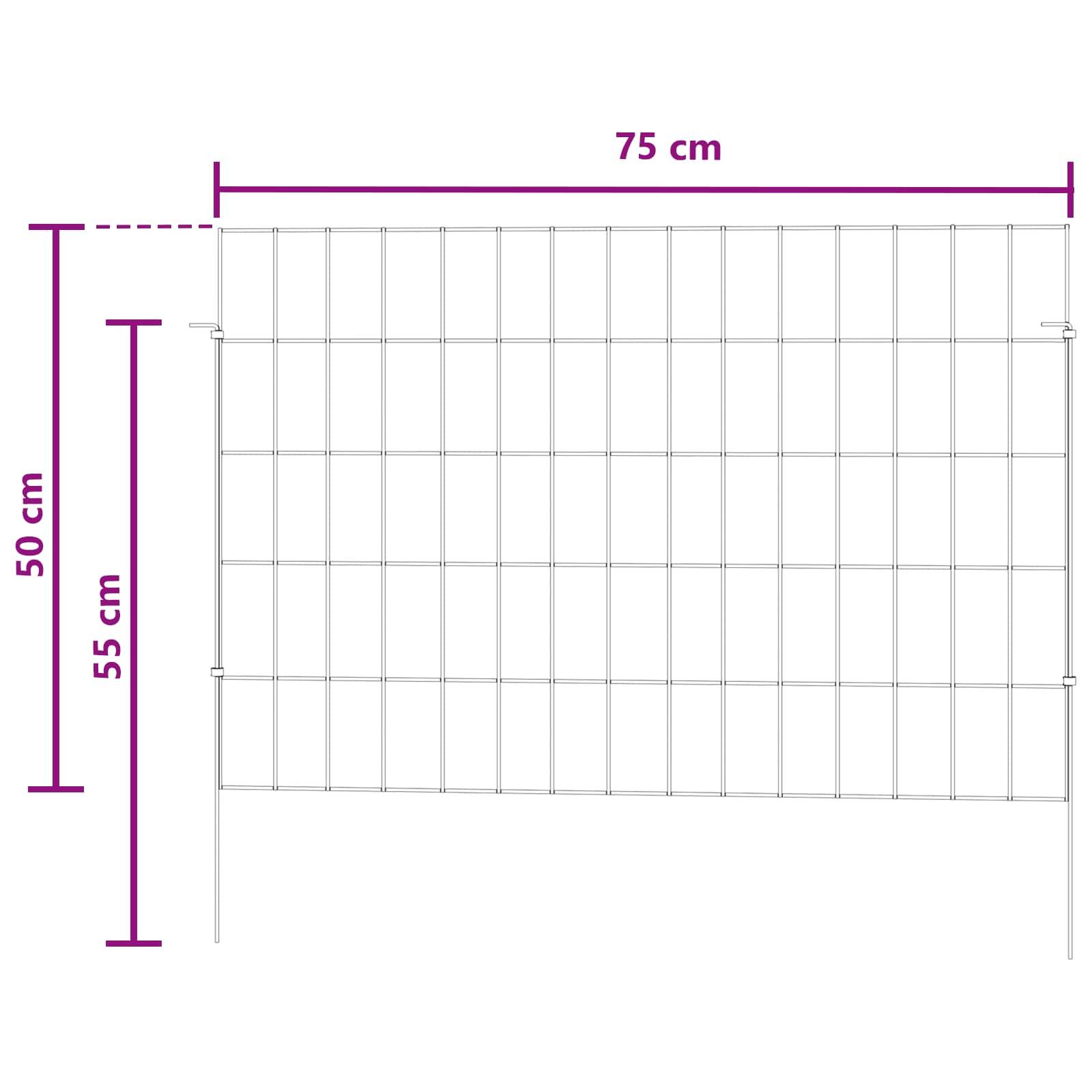 vidaXL Gartenzaun mit Pfählen 24 pcs 75 x 50 cm Mesh Verzinkter Stahl