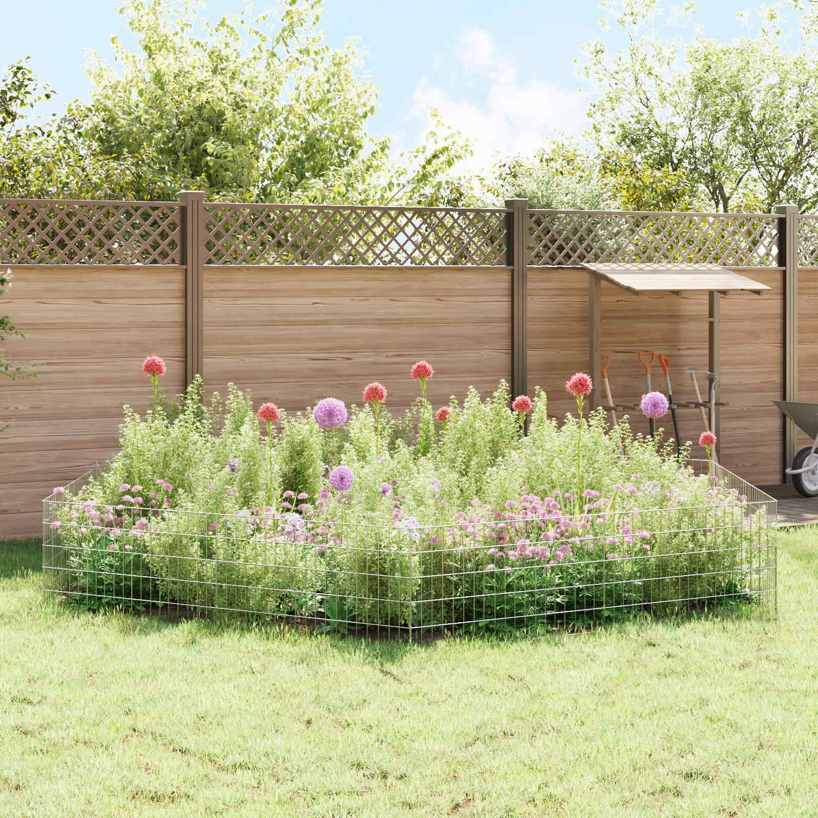 vidaXL Gartenzaun mit Pfählen 12 pcs 95 x 50 cm Mesh Verzinkter Stahl