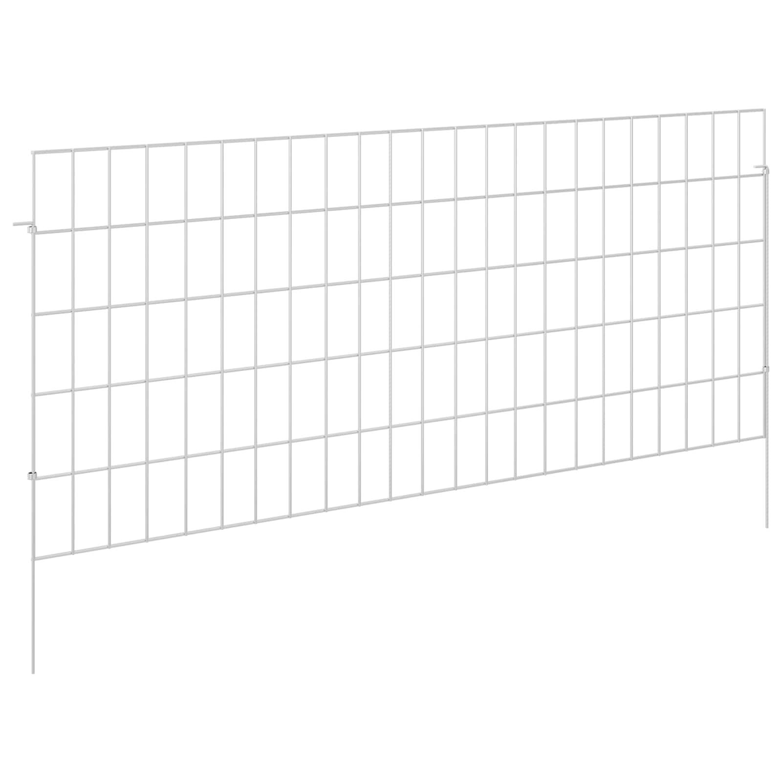 vidaXL Gartenzaun mit Pfählen 24 pcs 115 x 50 cm Mesh Verzinkter Stahl