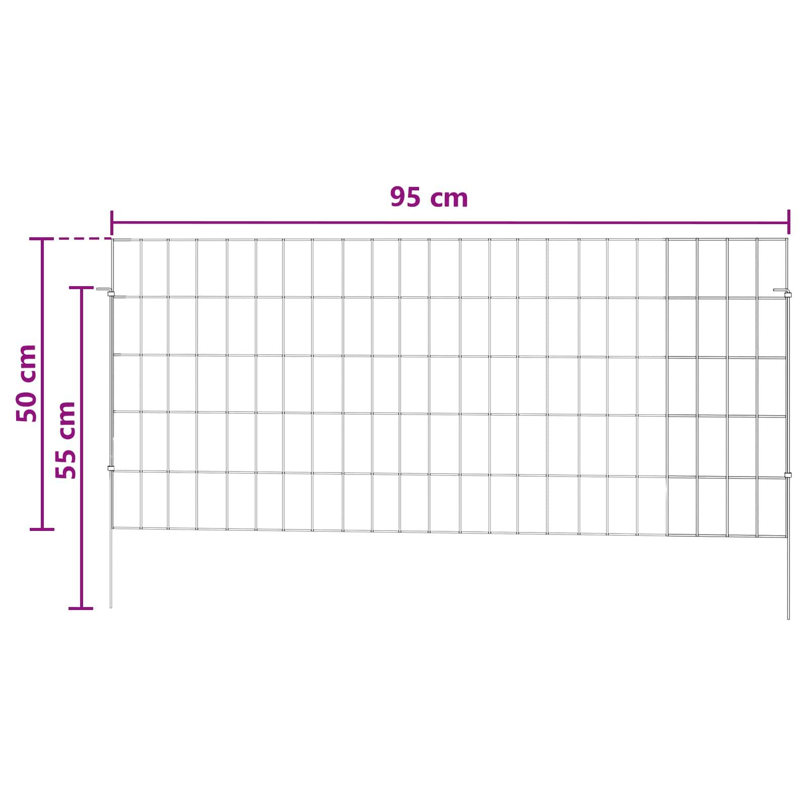 vidaXL Gartenzaun mit Pfählen 24 pcs 115 x 50 cm Mesh Verzinkter Stahl
