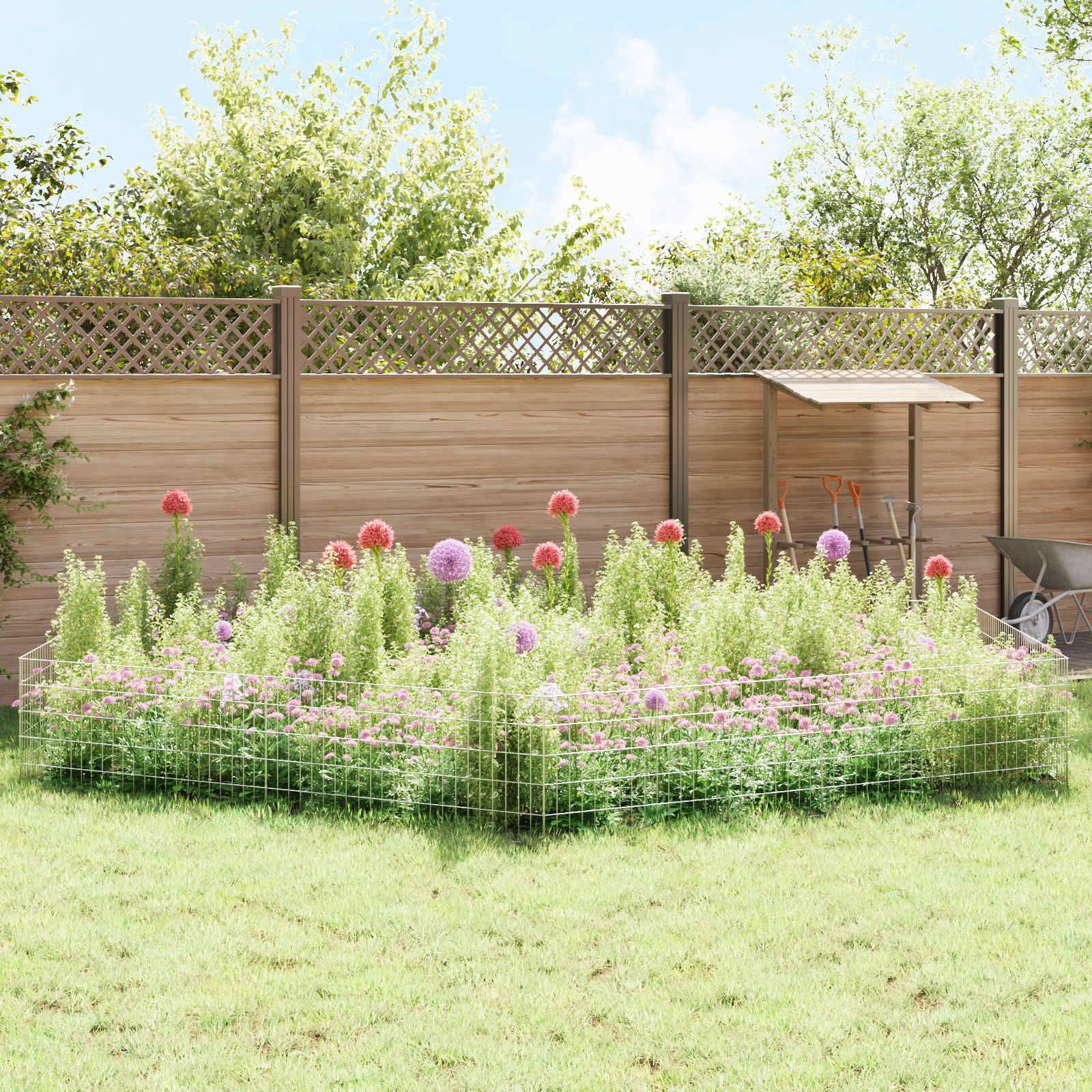 vidaXL Gartenzaun mit Pfählen 24 pcs 115 x 50 cm Mesh Verzinkter Stahl